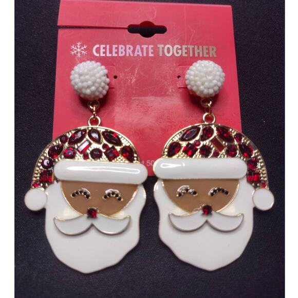 Celebrate Together Jewelry - Celebrate Together Enamel Santa Clause Rhinestone Christmas Holiday Earrings